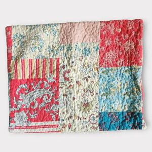 Patchwork Quilted Standard Pillow Sham Boho Paisley Floral Zip Closure